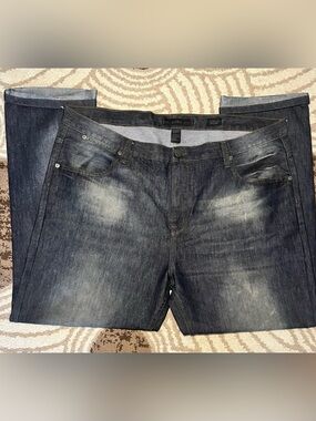 PD&C Men's Washed Dark Blue Relaxed Jeans